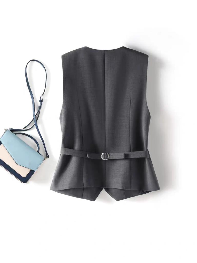 Short Suit Vest Women's Fashionable Versatile Spring Autumn Sleeveless Layering Commute Shoulder Pad No Fill Outerwear