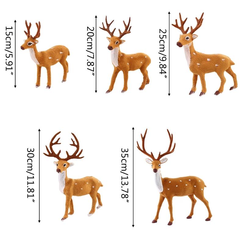 15/20/25/30/35cm Simulation Plush Reindeer Standing Christmas Sika Deer Xmas Elk Dolls Holiday Reindeer Figures