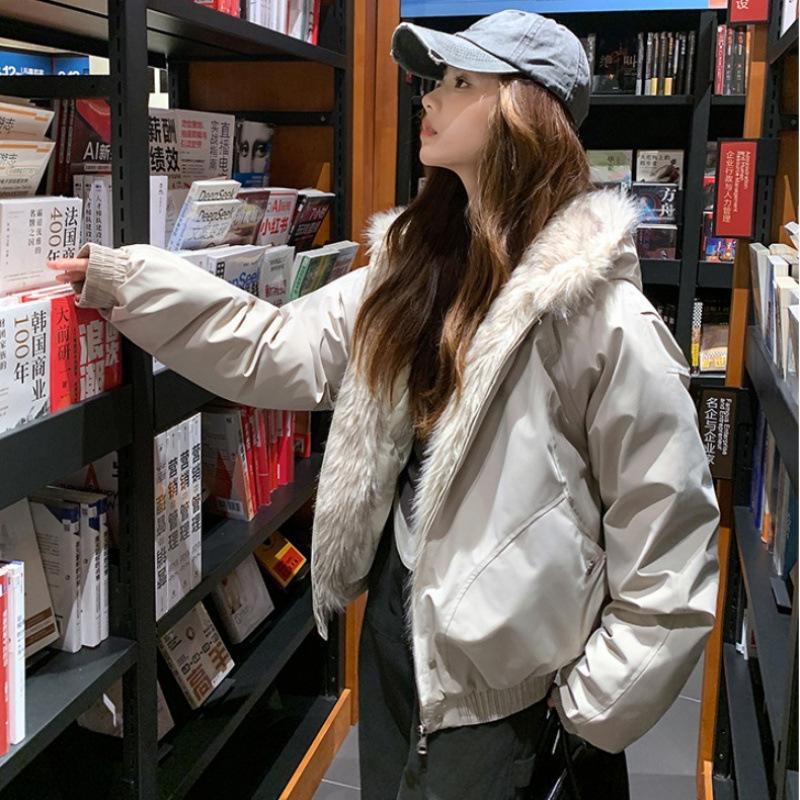 

Retro seat mountain carving cotton-padded jacket for women s winter new tooling cotton-padded jacket with fleece and thickened cotton-padded jacket S