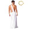 Herren Antikes Griechisches Kostüm Langes Rock Toga Set Armbänder Goldblatt Kopfschmuck Halloween Cosplay Party Outfit
