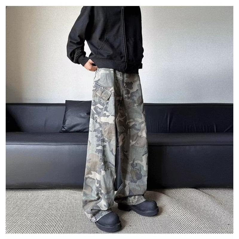 JYL Unisex Cargo Pants Cross-Border Washed Pocket Camo Paratrooper Casual Denim M детские порошок