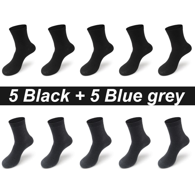 10 Paar Herrensocken aus Bambusfaser, lang, schwarz, Business, weich, atmungsaktiv, neue hochwertige Herbstsocken für Männer, Übergröße EU 38–48