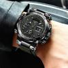 Men's Dual Display Waterproof Silicone Sport Watch with Calendar & Luminous Features