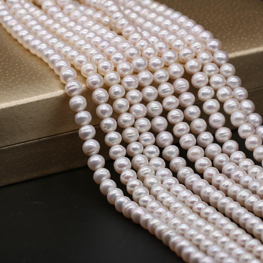 1String, Round Pearls, White Natural Freshwater Pearl Beads, 8-9 mm, for DIY Necklace Bracelet Accessories, Jewelry Making, 36cm