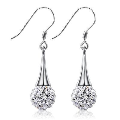 Fashion Super Flash Shambhala Full Water Diamond Ball Earrings, Femininity Silver Plated Earrings, Ear Accessories