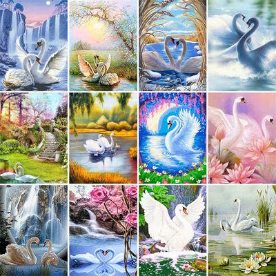 5D DIY Diamond Painting Pretty Swan Paste Diamond Embroidery Cross Stitch Kit Full Rhinestone Mosaic Home Decor