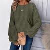 Maglione Casual Comodo a Girocollo a Manica Lunga Autunno Inverno Lavorato a Maglia per Donna Top