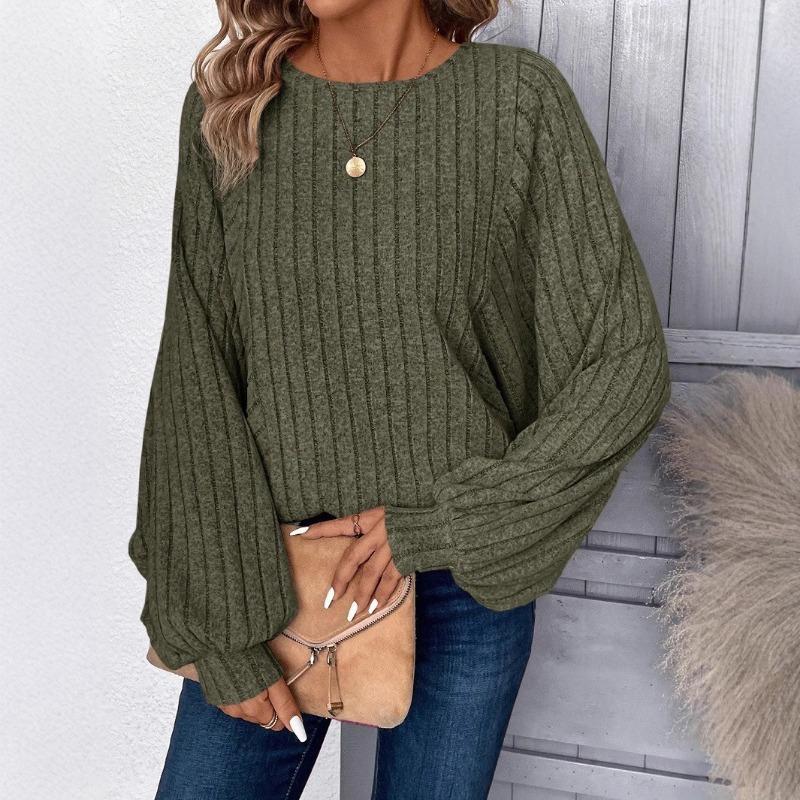 Maglione Casual Comodo a Girocollo a Manica Lunga Autunno Inverno Lavorato a Maglia per Donna Top