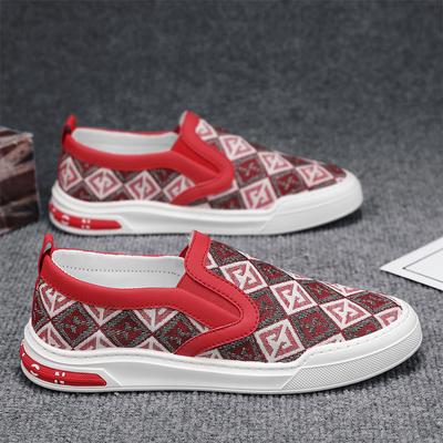 Vintage Print Canvas Instappers Heren Slip-on Casual Schoenen Heren Comfortabele Gevulkaniseerde Schoenen Heren Platte Sneakers 2024 schoen heren