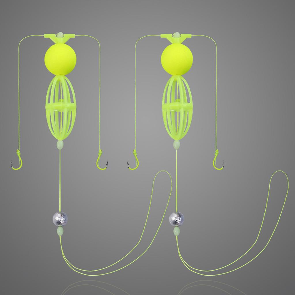 Floating Ball Bait Cage With Double Hook Fishing Soft Lure Steel Wire Rig for Enhancing Fish Attraction