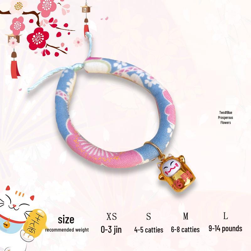 Maneki-Neko Style Pet Collar with Bell - Japanese & Korean Inspired for Cats and Dogs