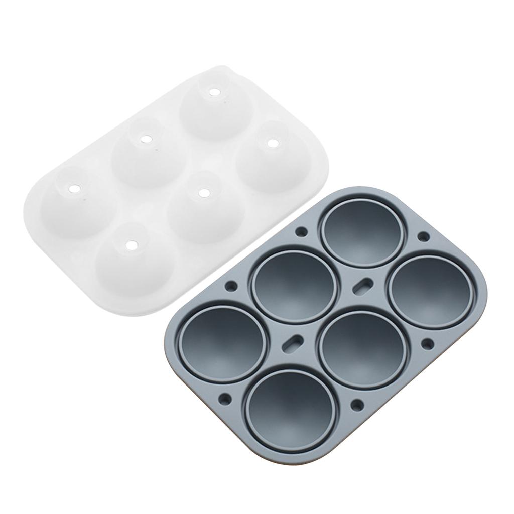 6 Grid Ball Shaped Ice Cubes Mold Safe Silicone Ice Cube Tray Molds with Lid Summer Kitchen Bar Iced Cocktail Freeze Tool
