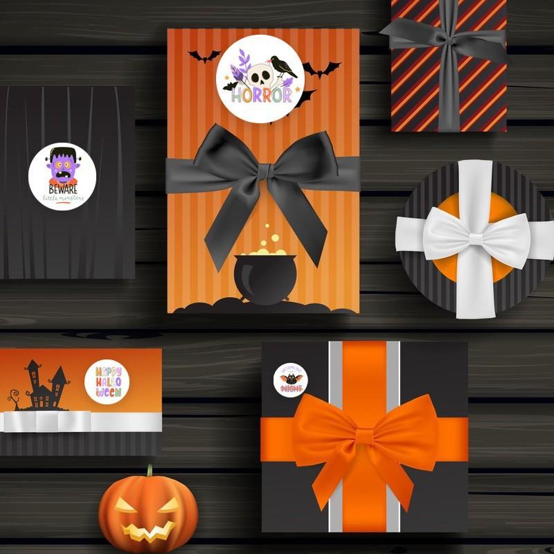 500pcs 1inch Halloween Stickers Roller for Gifts Cups Waterproof Kids Halloween Pumpkin Stickers for Halloween Decor 2.5CM