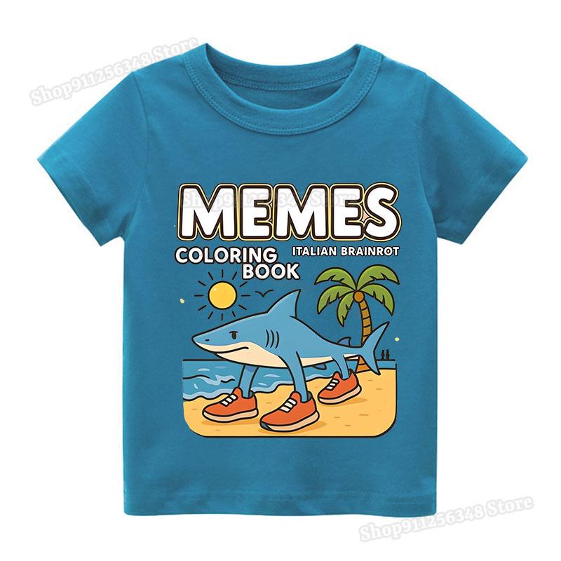 Italian Brainrot Cotton T-shirt Kids Clothes Boys Girls Funny Tops Tung Tung Sahur Ballerina Cappuccino Print Tees Streetwear