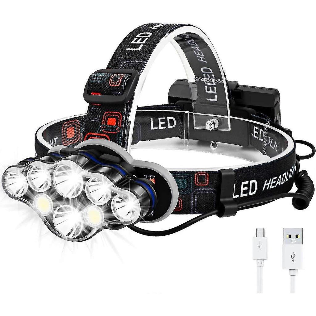 8LED USB Rechargeable Headlamp IPX4 Waterproof Outdoor Camping Headlamp