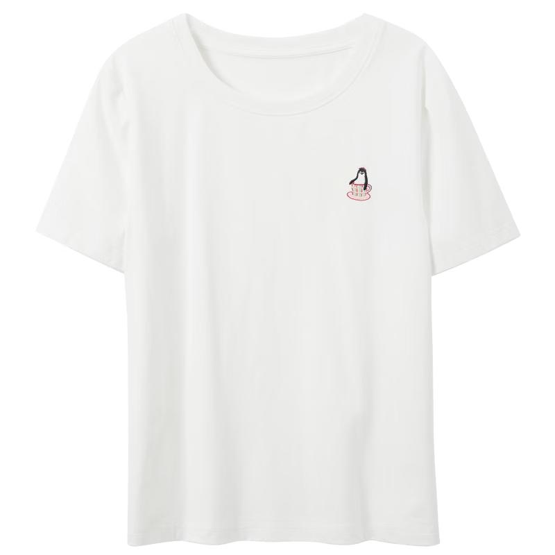 Sancai Plus Size Women s 2026 Summer Embroidered Cotton Blend T-Shirt XXL