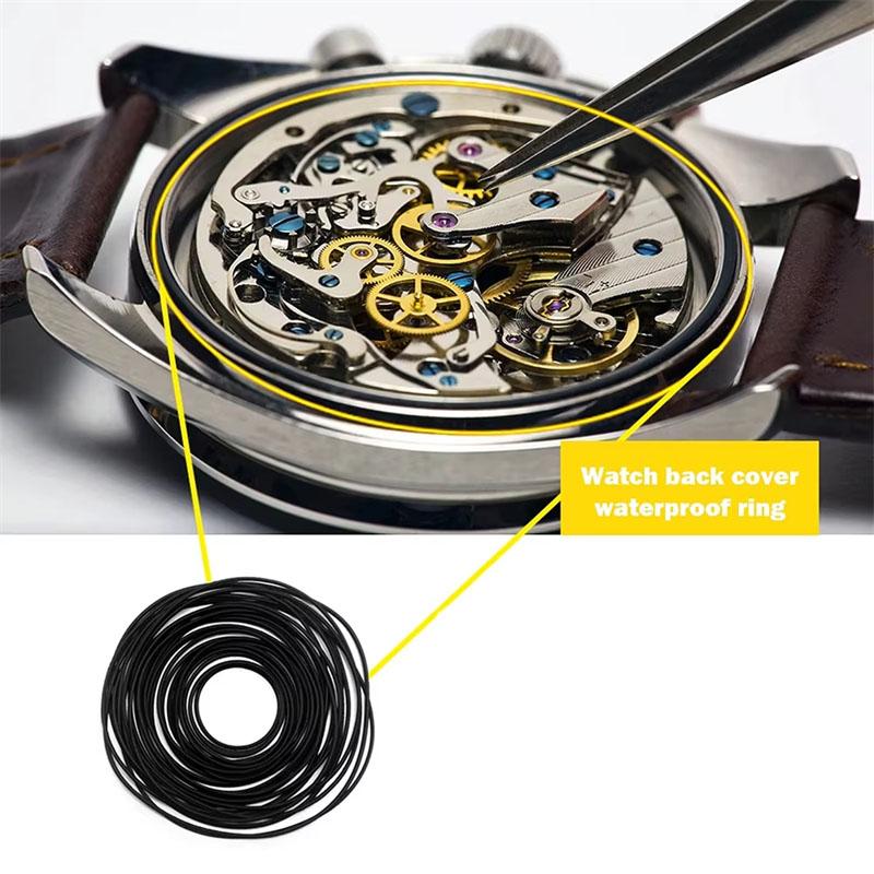 180 Stück Uhrenreparaturwerkzeuge O-Ring 0,5 mm & 0,6 mm Uhrengehäuseboden Gummi Dichtung Uhren Professionelle Reparaturwerkzeuge Zubehör