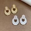 Silver Needle French Retro Zirconia Oval Stud Earrings: Luxurious & Fashionable Metal Style Jewelry for Women
