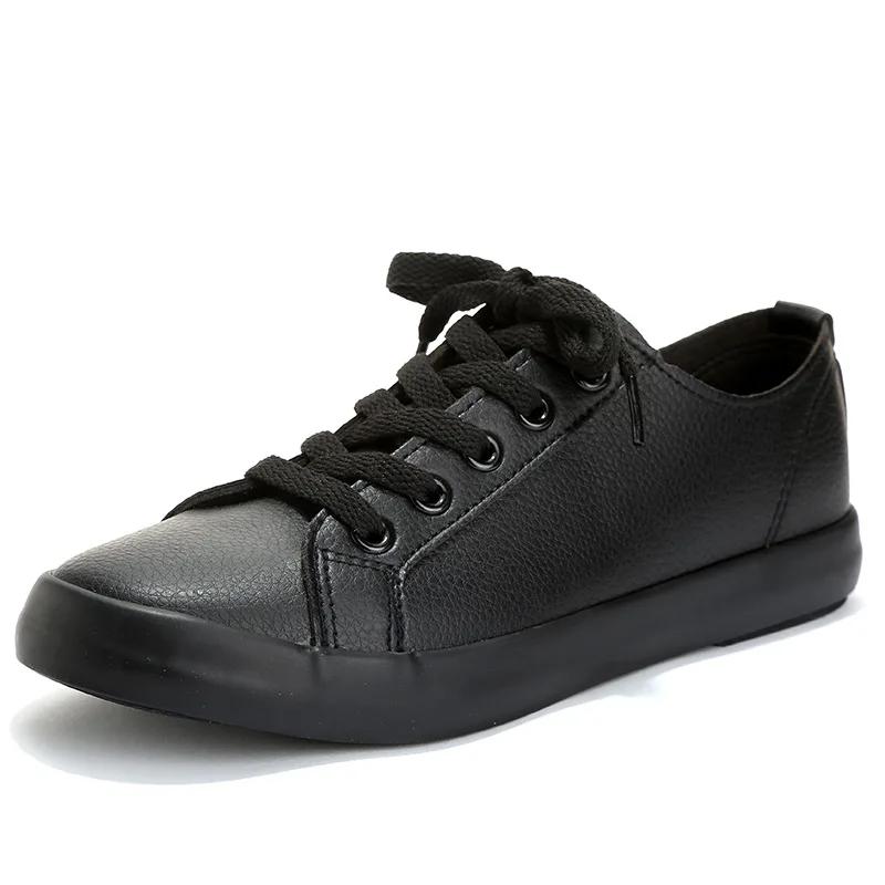 Fashion New Leather White JK Sneakers High-quality Leather Breathable Casual Shoes Student Lace-Up Flat Sports Shoes Women Canvas Shoes