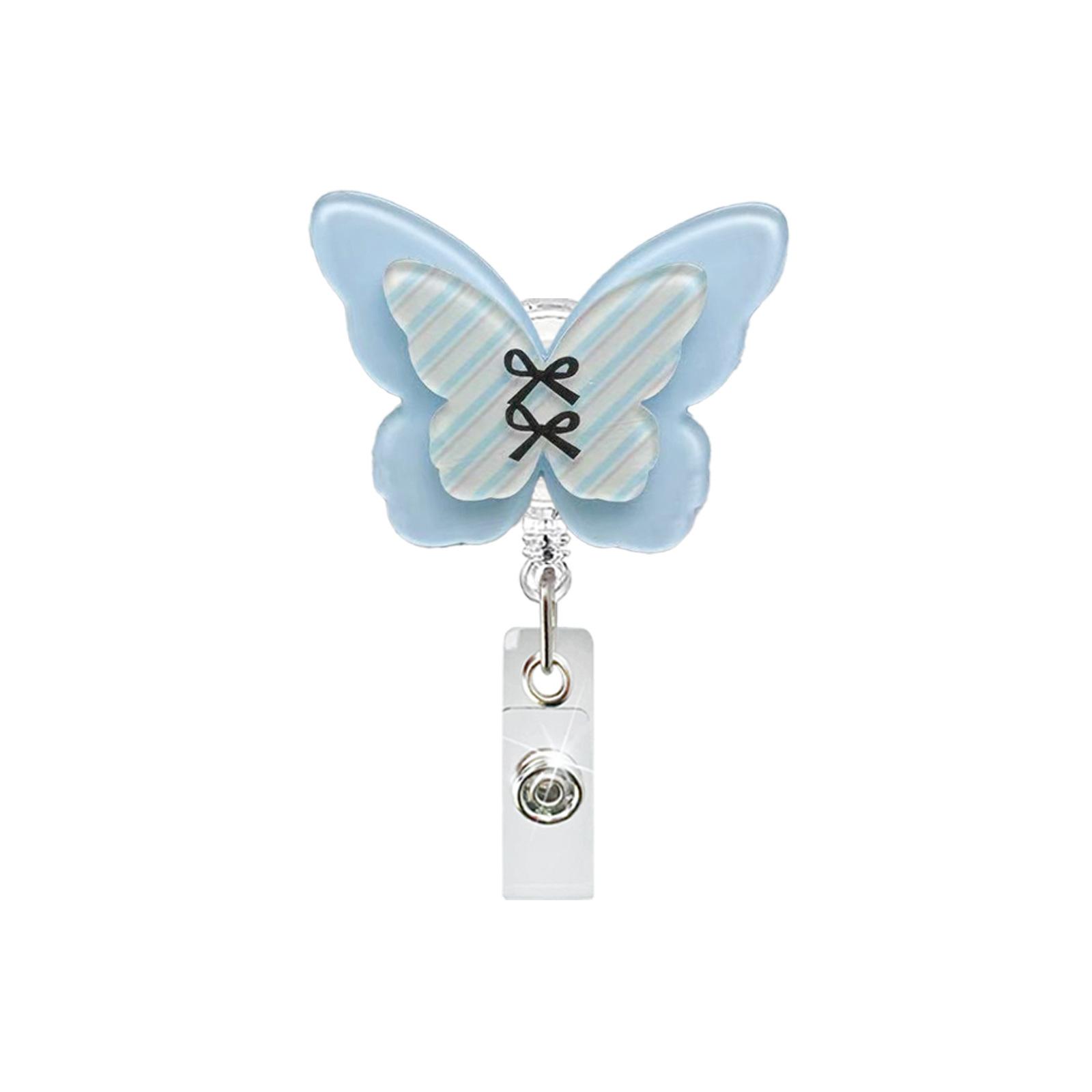 

Acrylic Badge Holder Retractable Alligator Clip Badge Holder Double-Layer Badge Reel For Students Office Hospitals синий