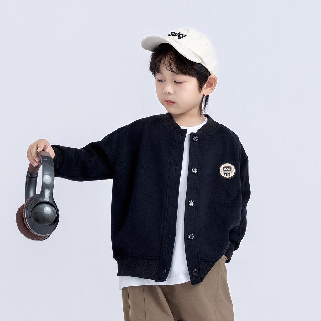 Chłopięca kurtka bejsbolowa w stylu koreańskim na jesień 2025 - Moda uczelniana, kardigan z długim rękawem
