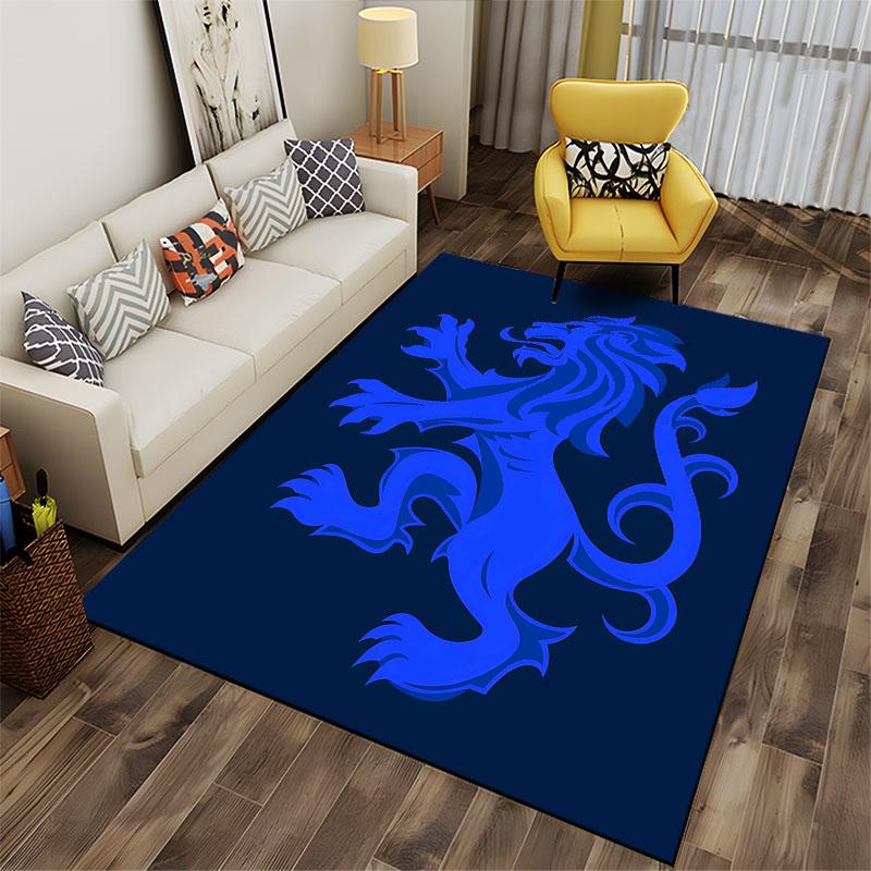 Blue Heraldic Lion Design Suitable As a Non-slip Mat for the Living Room or Bedroom Sofa