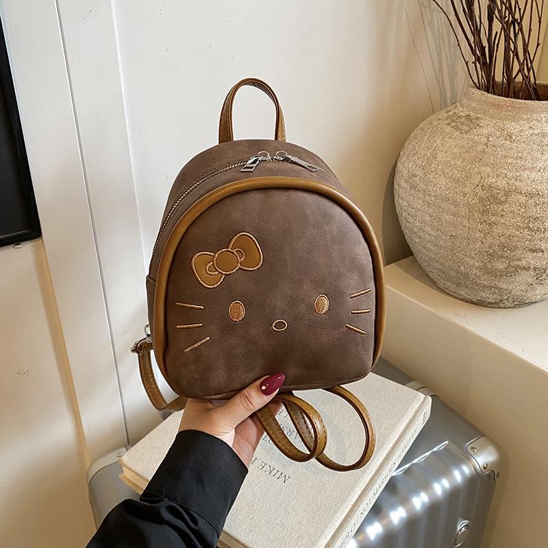 

Мини рюкзак «Китти»: Милый корейский мультяшный школьный рюкзак для девочек кофейный