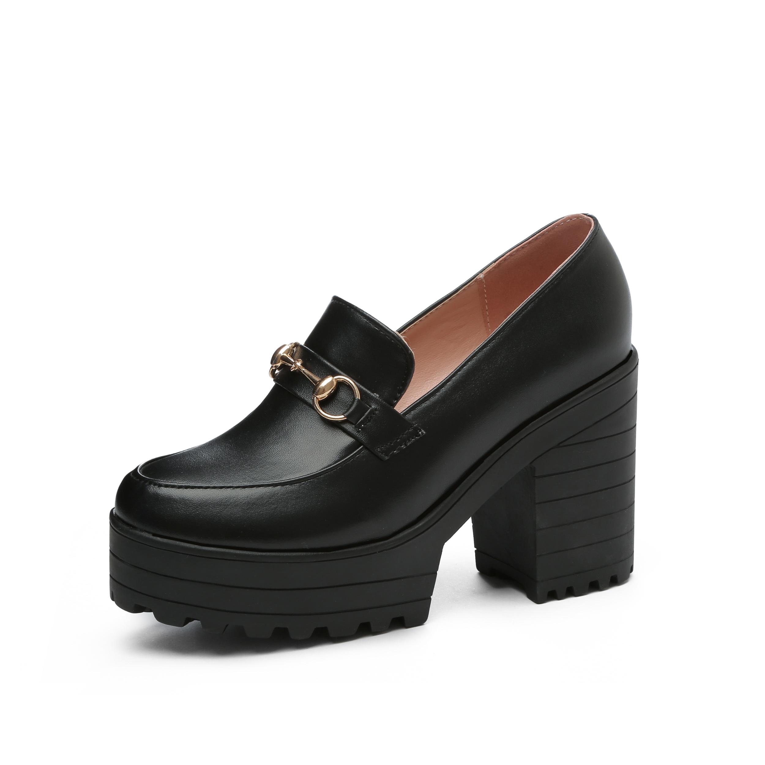 

B/Женские туфли на высоком каблуке, туфли на одинарной платформе, водонепроницаемая платформа, толстый каблук, туфли на низком каблуке, большой размер, всесезонная обувь. 41 чёрный