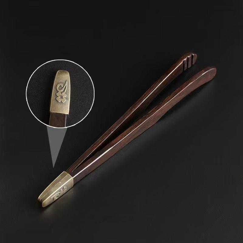 1pc Sandalwood anti drop tea clip  Wooden Tweezer Teacup Clip Non-slip Sawtooth Tea Tweezers KungFu tea set accessories