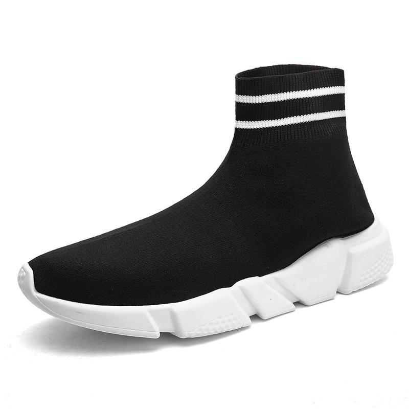 Fashion Red Men Sock Shoes Breathable Mesh High Top Sneakers Man Flast Slip-On Casual Shoes Men Plus Size 35-45 tenis masculino