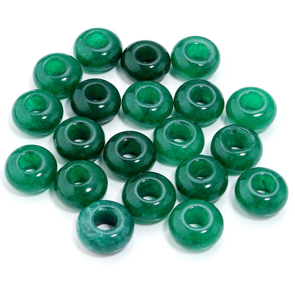 6pcs 14x8mm Natural Stone Beads Amethyst Tiger Eye Agate Jade Abacus Shape Big Hole Loose Beads for Jewelry Making DIY Bracelets