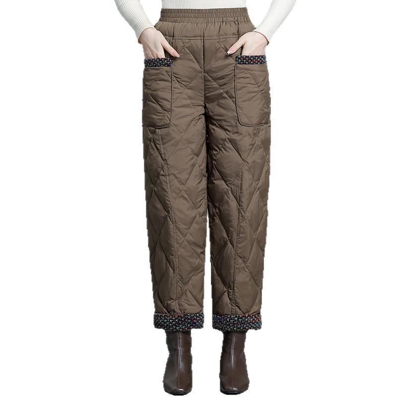 Chic High-Waisted Goose Down Winter Pants for Middle-Aged Women