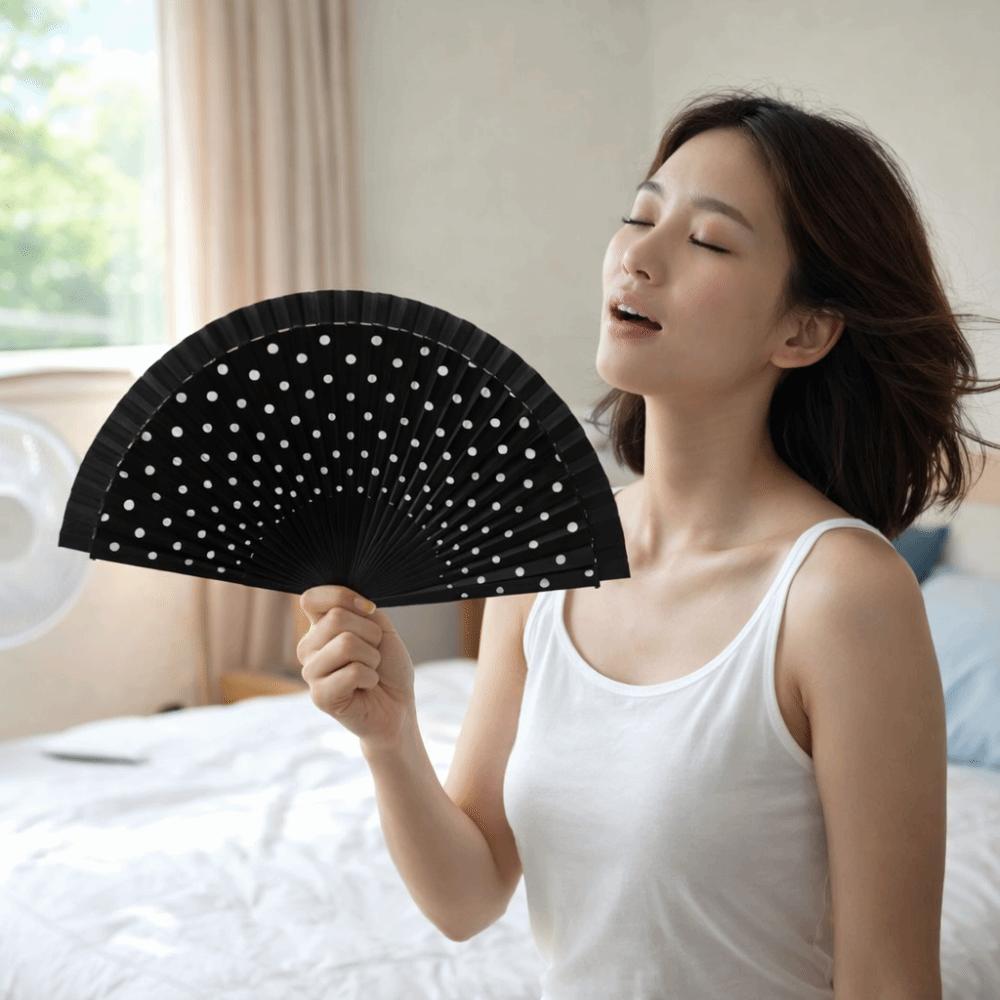 Vintage Flamenco Spanish Folding Fan Wood Handle Decorative Fan Dancing Fan Filming Props