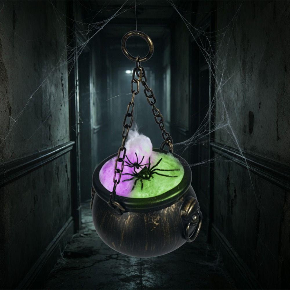 Black Witch Cauldron Mystical Lighted Cauldron Decor Table Centerpiece  Home