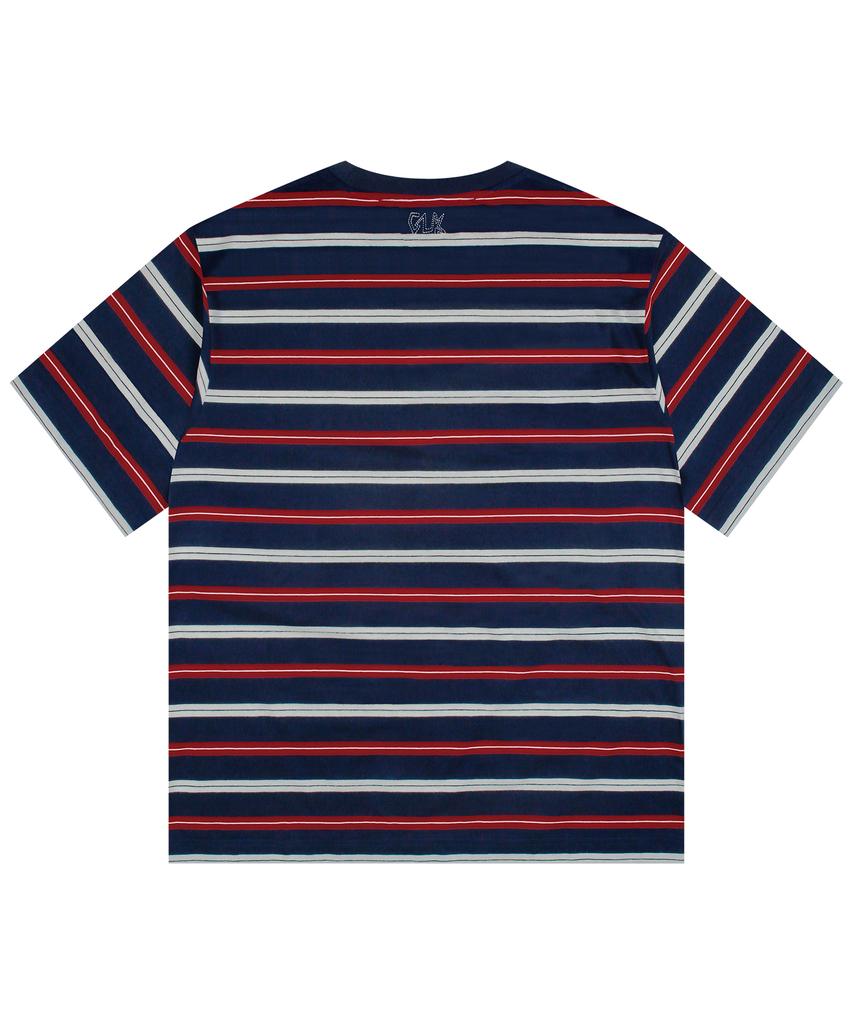 Gluck Gt141 Multi-Stripe Pocket T-Shirt (Navy)