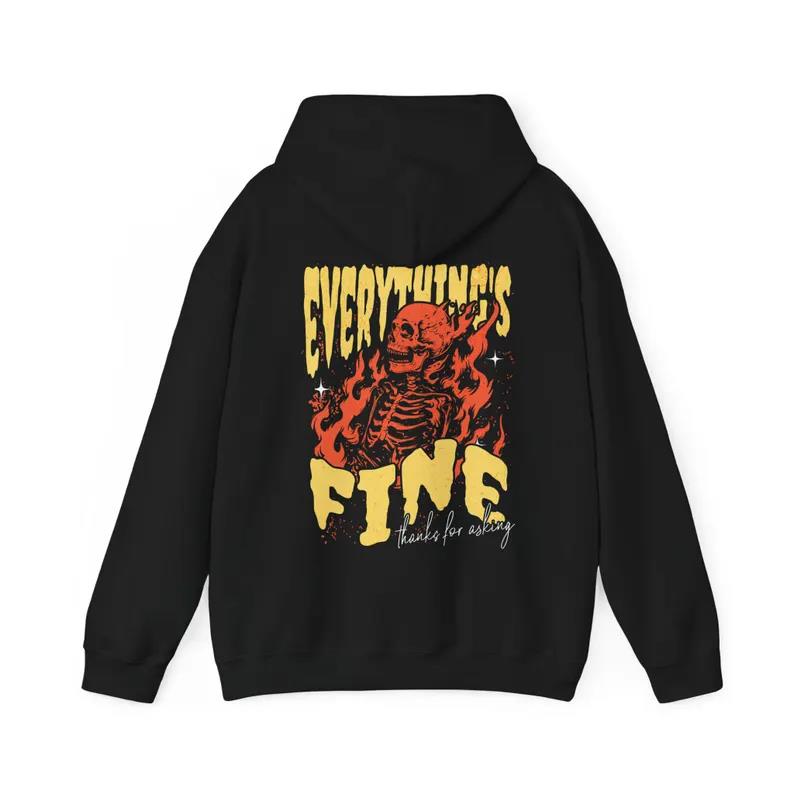 Skull Printed Hoodies Women Men Gothic Clothing Fall Winter Fleece Loose Hooded Sweatshirts Street Hip Hop Y2k Trendy Hoodie