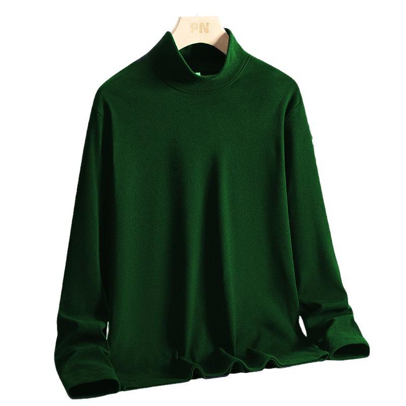 Men's Warm Half Turtleneck Long-Sleeve Shirt with Velvet Lining for Autumn/Winter