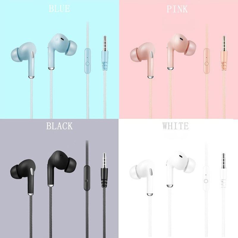 Macaron Color In-Ear Headphones 3.5Mm Computer Mobile Phone Music Call Headphones Simple Bass Game Headphones With Microphone