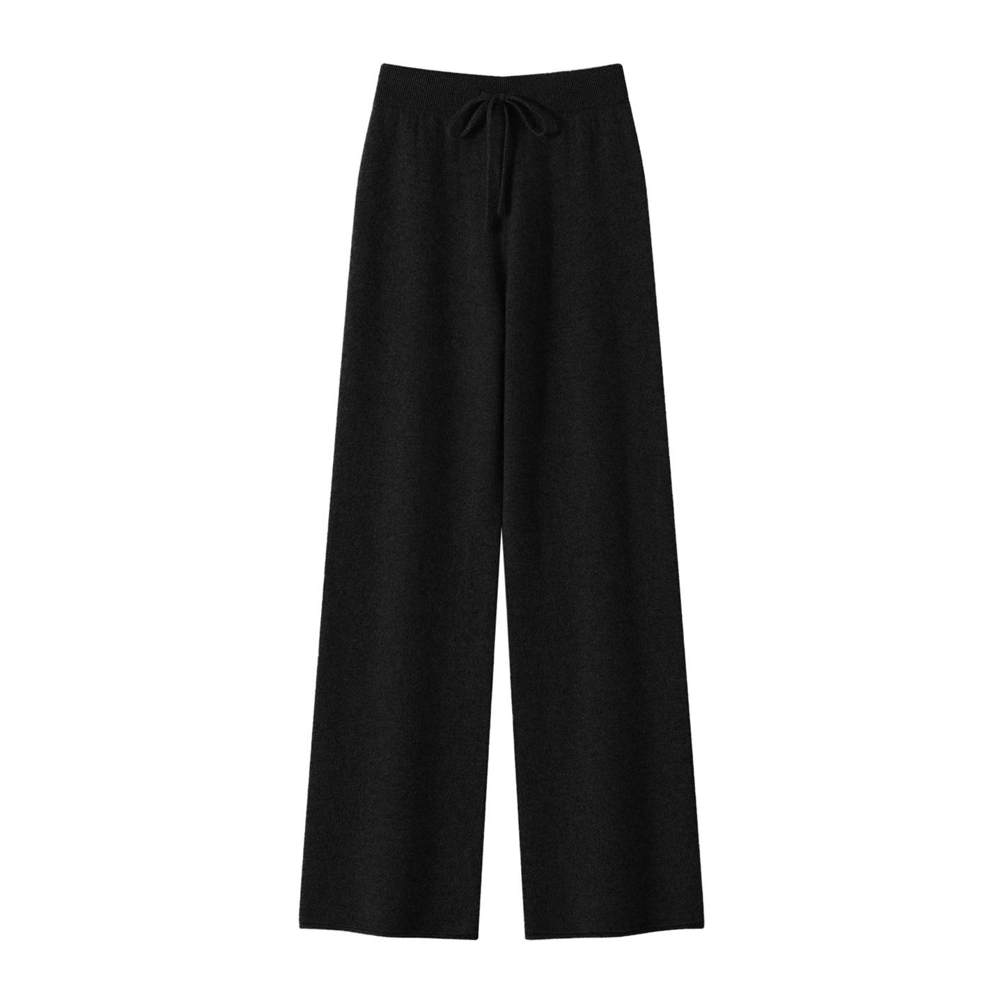 

100% Pure Cashmere Women s Wide-Leg Knit Pants – Thickened, Drape, Floor-Length, Autumn/Winter Wear Extra Large