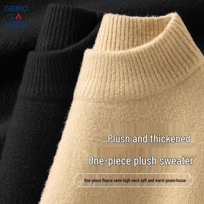

GENIOLAMODE Men s Winter Semi-High Collar Pullover Knit Sweater 2XL