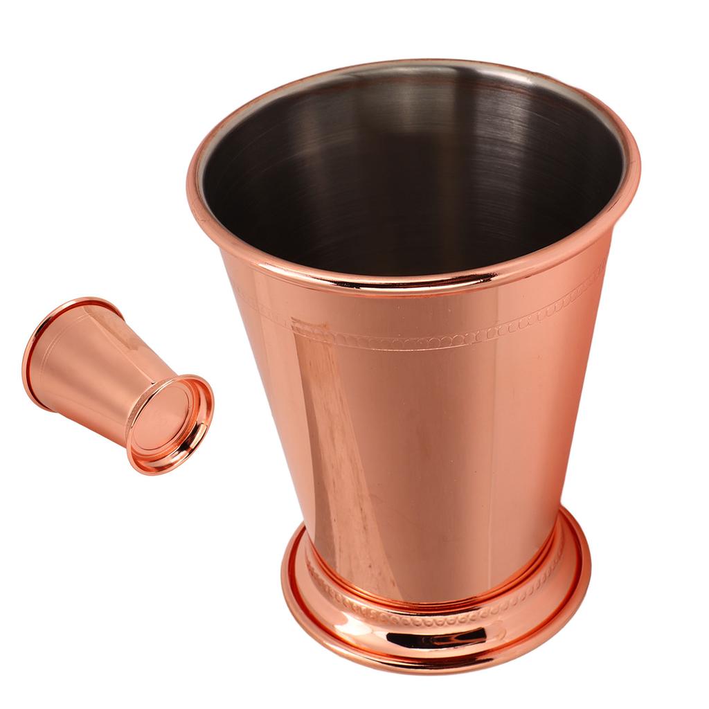Julep Cup Stainless Steel Elegant Retro High Stability Beaded Mint Julep Cup for Home Rose Gold