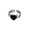 Black Unique Vintage Onyx Heart Ring For Women Adjustable Fashionable Copper Finger Wear