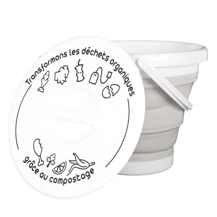 Foldable Compost Bucket - BRAND - 5L - Handle - Lid - Retractable
