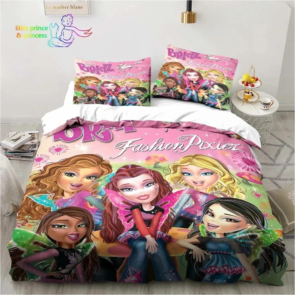 

Cartoon Bratz Doll 3D Print Bedding Set Single Twin Full Queen King Size Bed Set Adult Kid Girls Bedroom Bedding Gift 70x133cm 3pcs