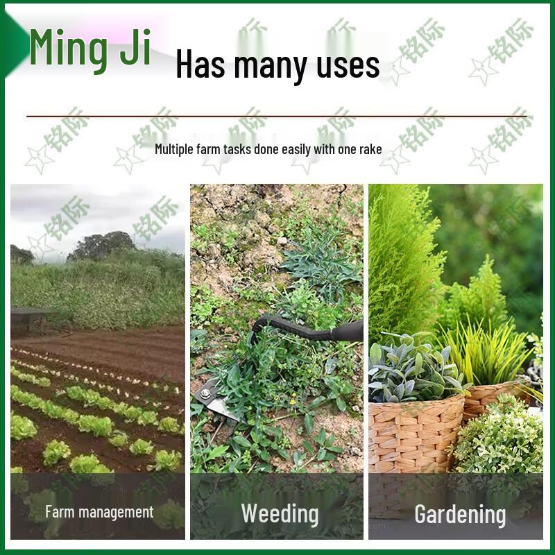 Mingji 4-Tine Farm Rake with Wooden Handle