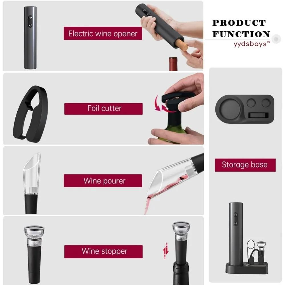 Electric Wine Opener, Automatic Bottle Opener, Battery-operated Reusable Wine Remover
