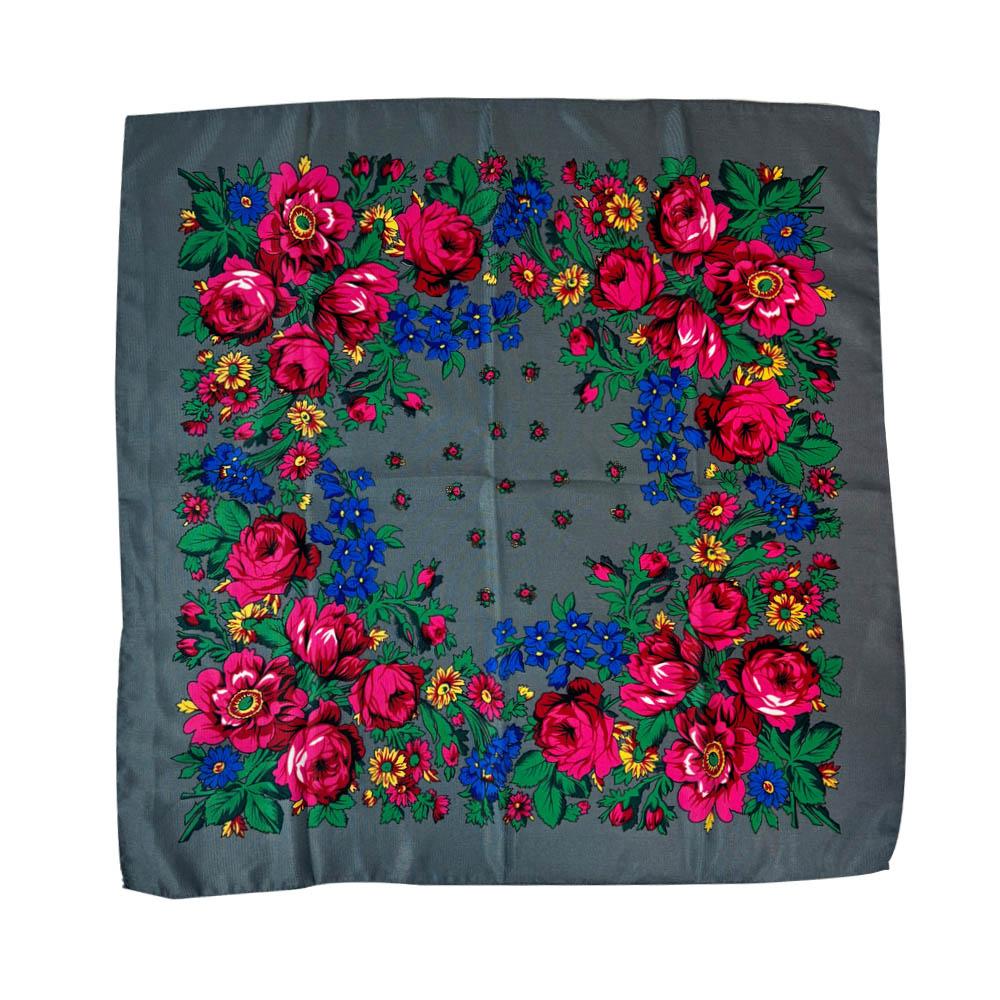 Women Square National Scarf 70*70Cm Russian Retro Floral Print Head Scarves Bandana Foulard Femme Muslim Headwrap Babushka Scarf