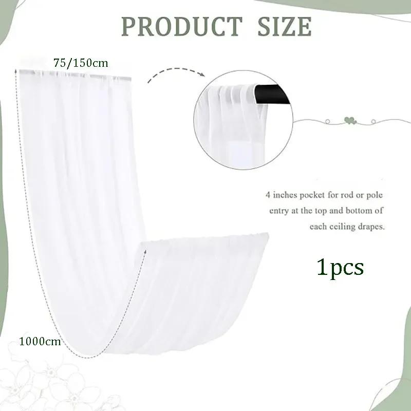 White 10M Wedding Ceiling Drapes Decortions Shiny Chiffon Curtain Draping Drapery for Mariage Outdoor Ceremony Swag Party Decor