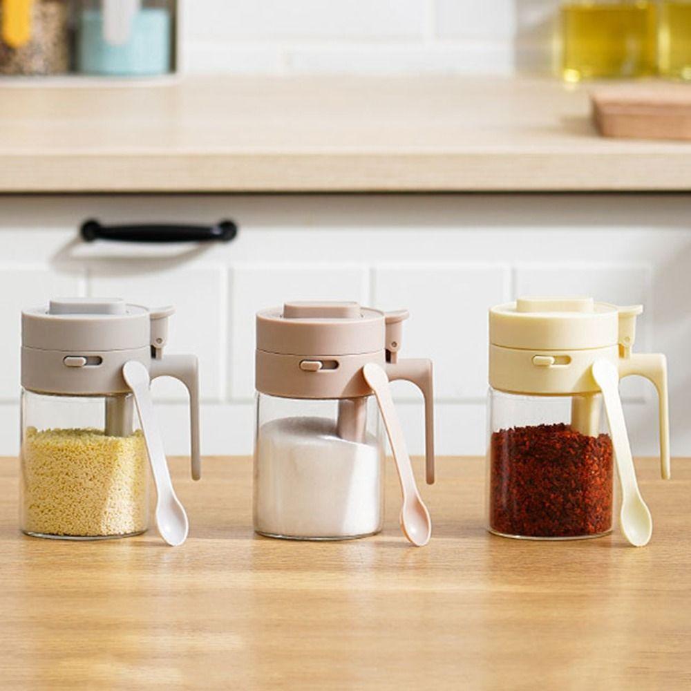 Dustproof Glass Spice Bottle Moisture-proof Spice Sorting Bottle 2 In 1 Salt Container  Kitchen