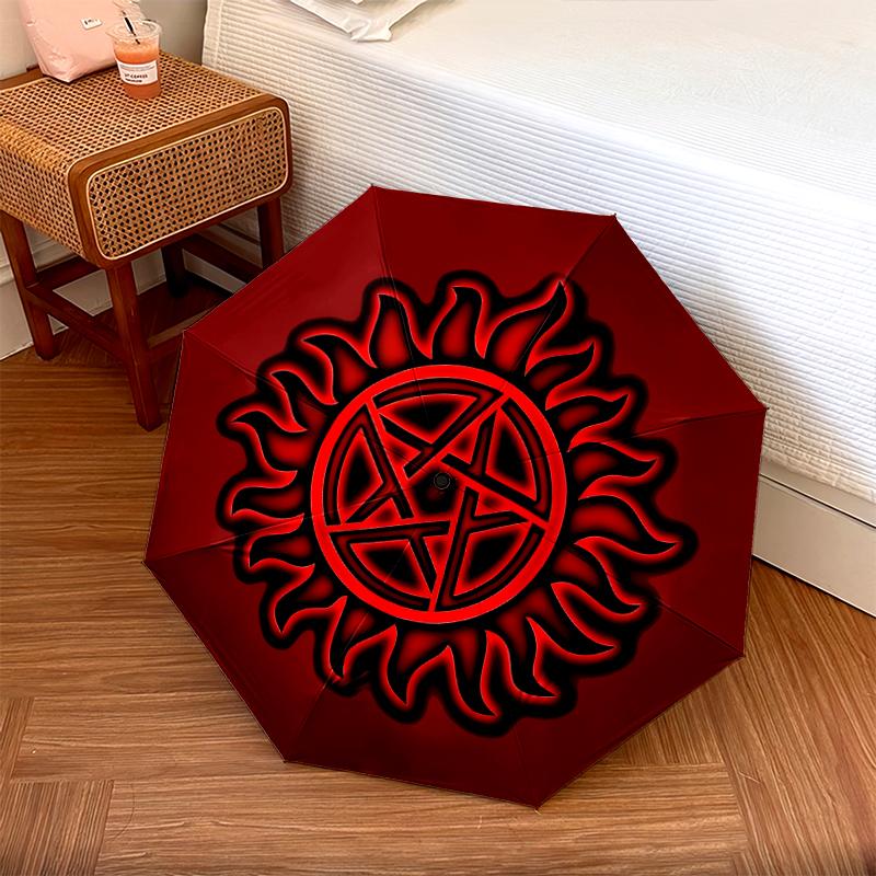 1 PC Automatic Folding Umbrella - Supernatural Pattern, Portable & Foldable Design with 8 Ribs, Christmas Birthday Gifts